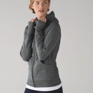 Lululemon Scuba Hoodie III – Heathered Speckled Black – Size 8 – Used